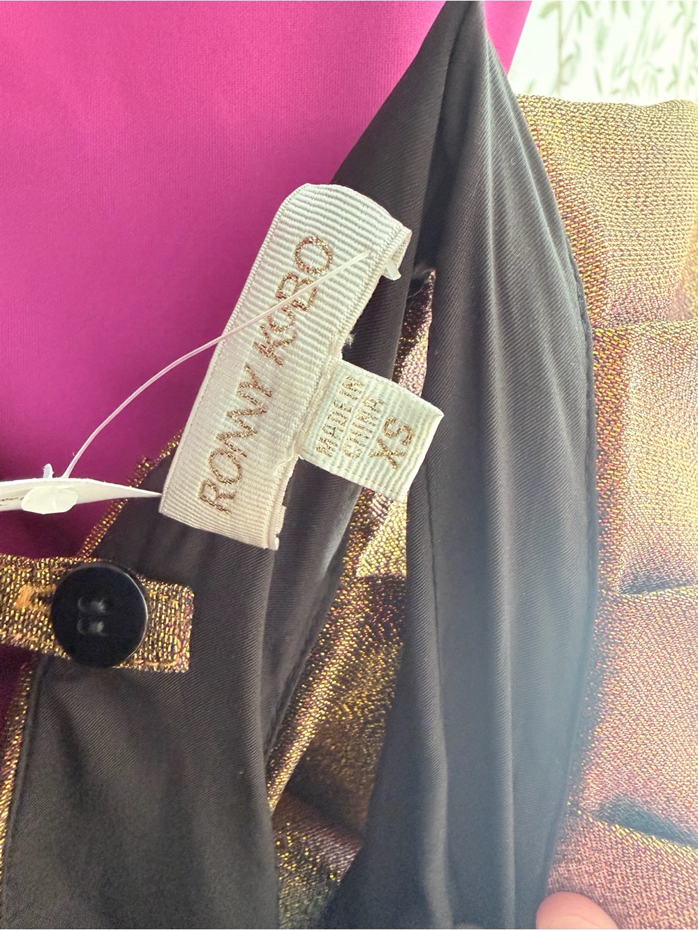 Ronny Kobo Black and Gold Metallic Ruffle Dress - Picture 4 of 5